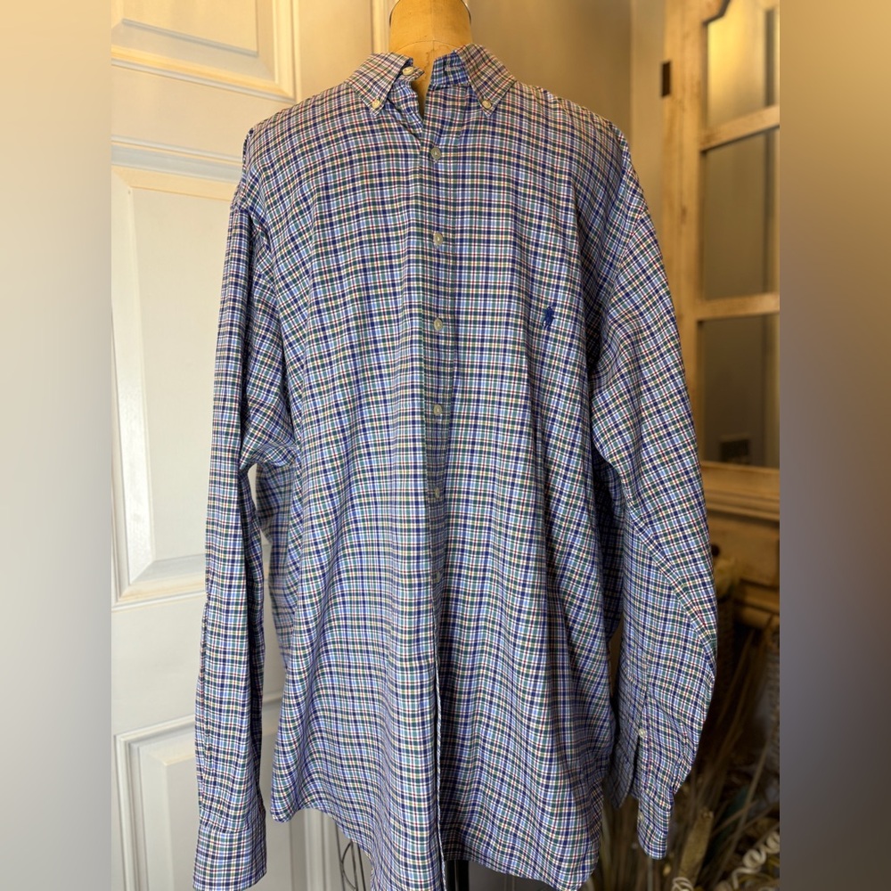 Ralph Lauren Men's Blue and Red‎ Ivy League Business Casual Plaid Shirt